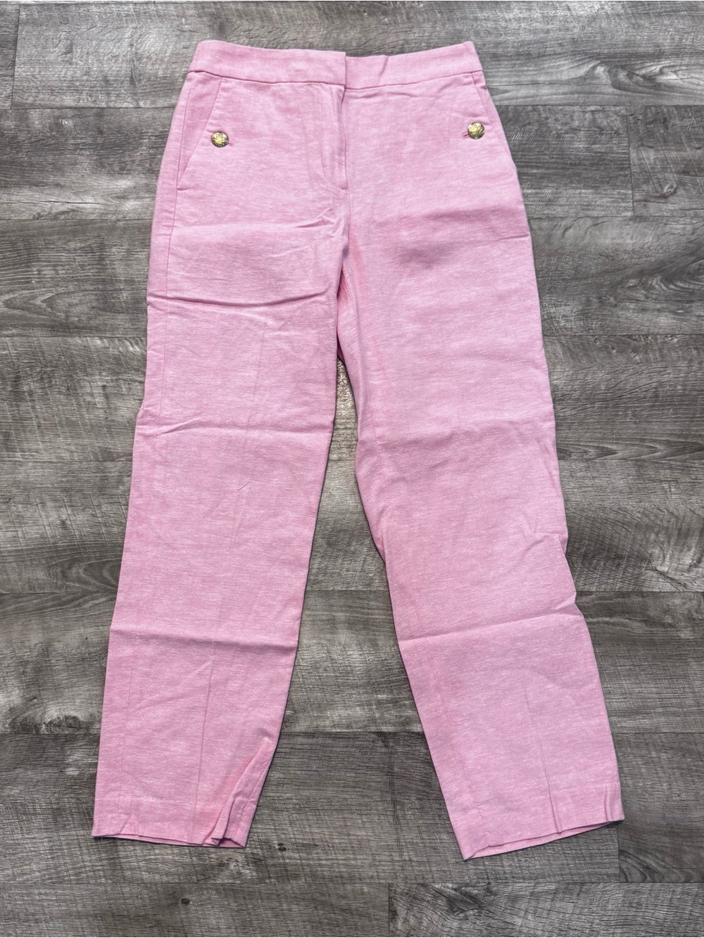 J Crew Factory NWT Linen Blend Sailor Ankle Pant Light Pink Womens Sz. 2